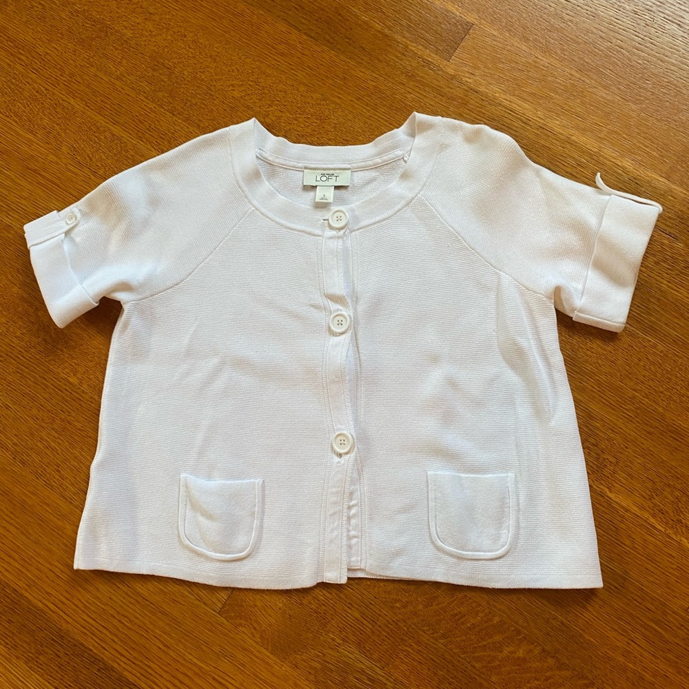 Ann Taylor LOFT Women’s Short Sleeved White Sweater
